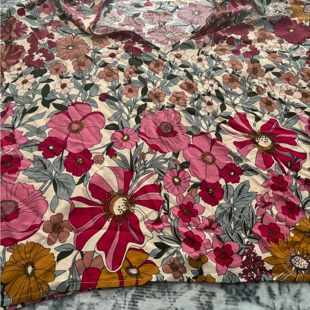 Natural Life Pink and Green Floral Top